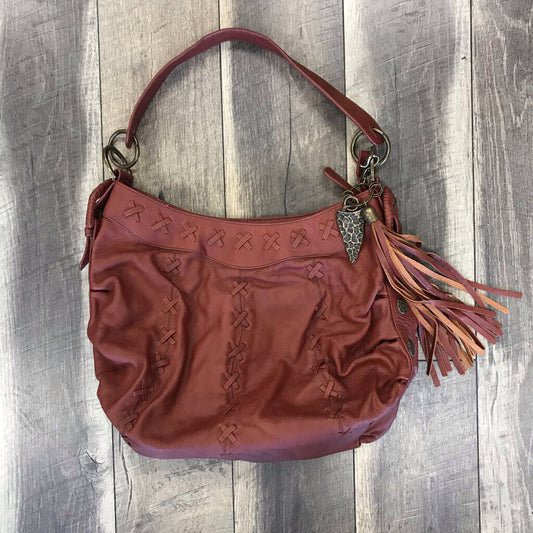 BURGANDY HOBO TASSLE BAG