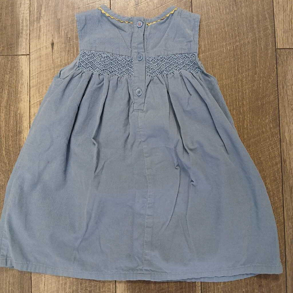 BLUE CORDUROY SNOWMAN DRESS