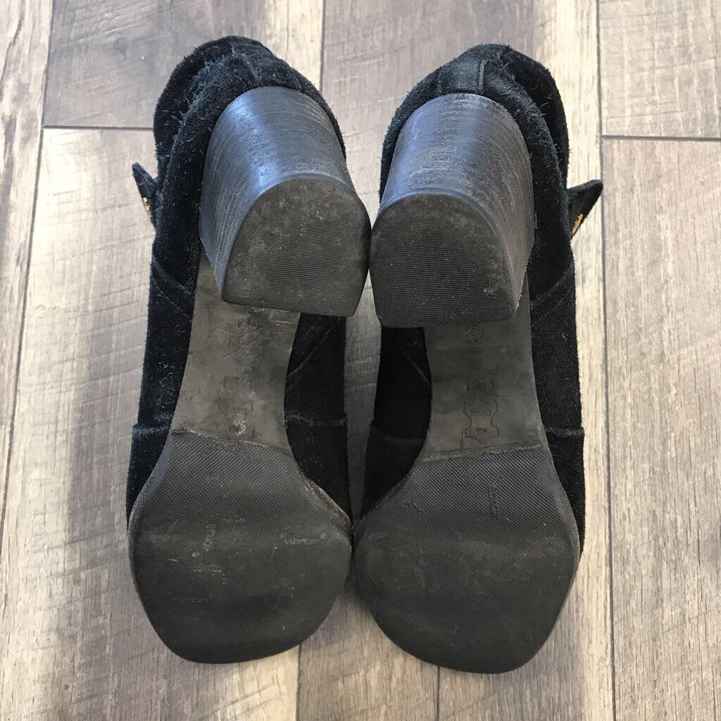 BLK SUEDE ANKLE BOOTS-AS IS