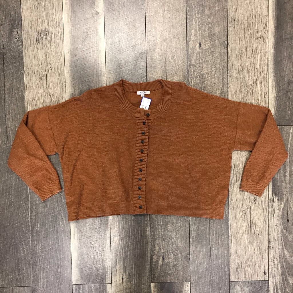 RUST BUTTON UP SWEATER