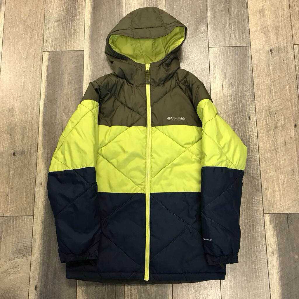 GREEN COLOR BLOCK SKI JACKET