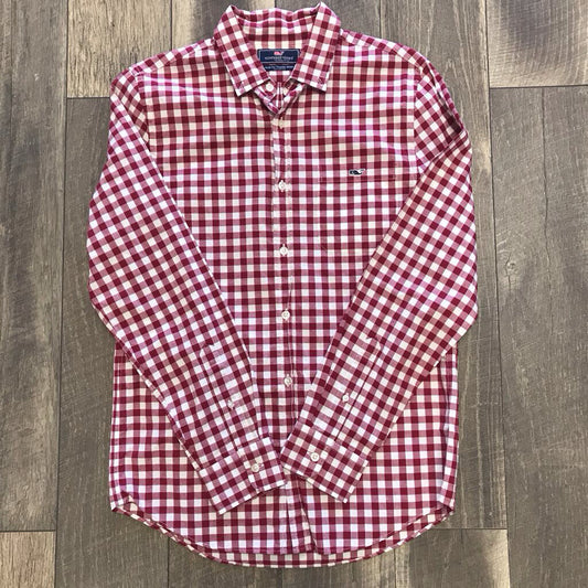 CRANBERRY GINGHAM BUTTON DOWN