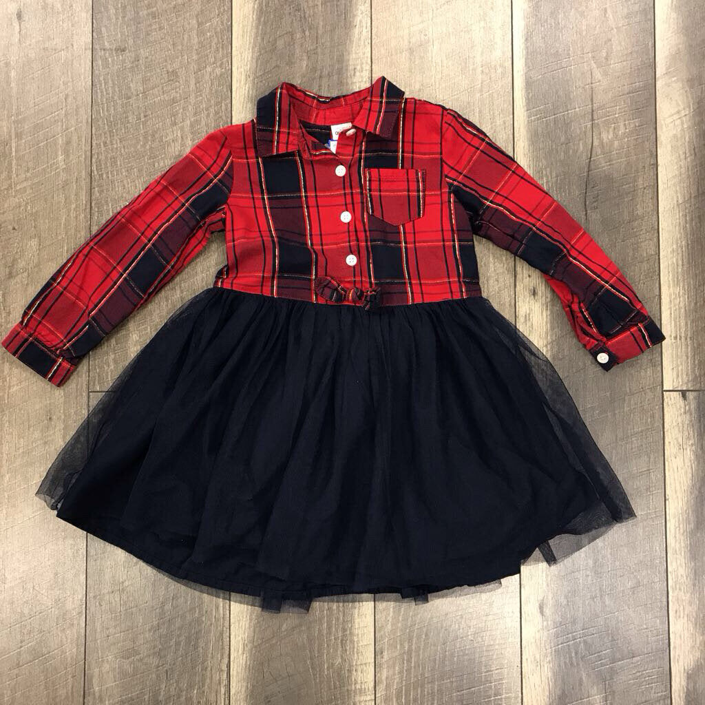 RED/NAVY PLAID DRESS