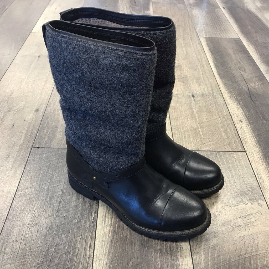 BLK/GREY LEATHER BOOT