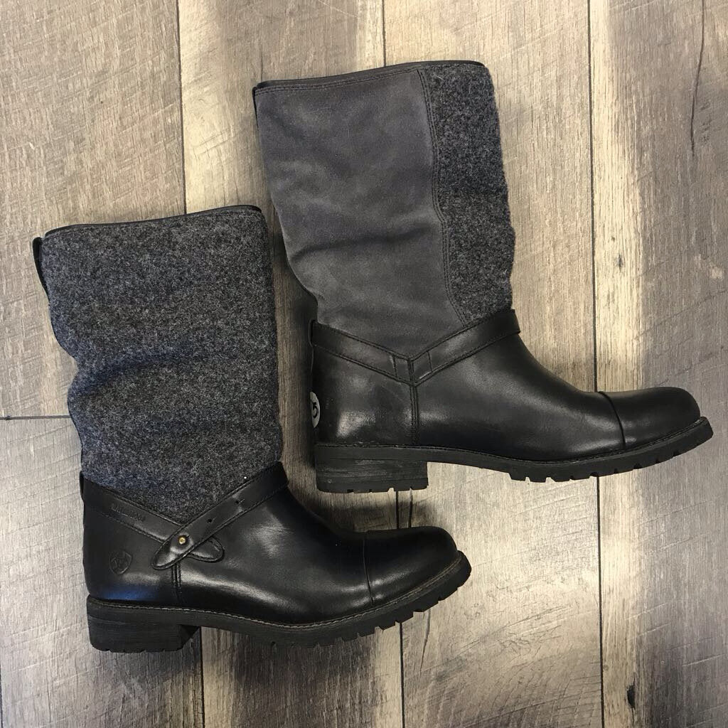 BLK/GREY LEATHER BOOT