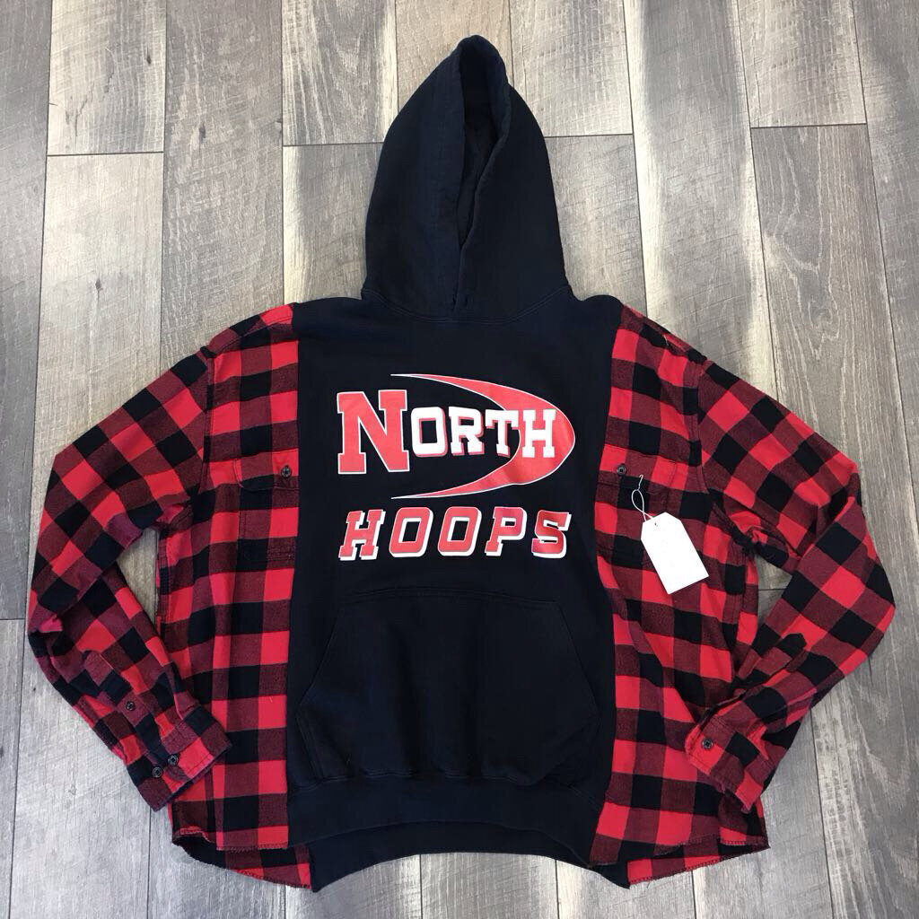 NORTH HOOPS UPCYCLED HOODED FLANNEL