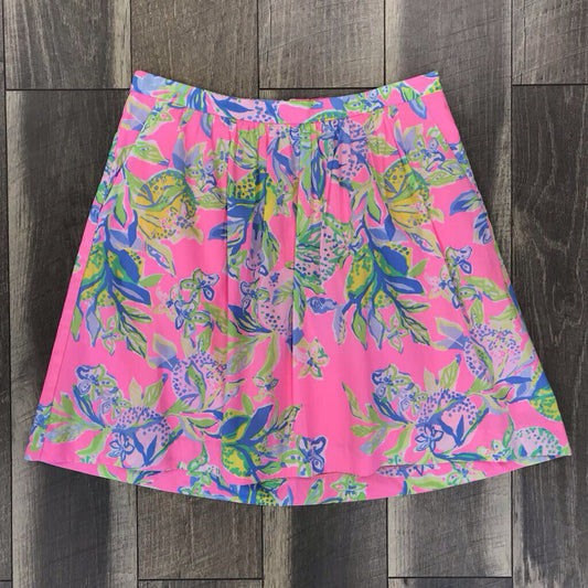 PINK FLORAL PLEATED SKIRT