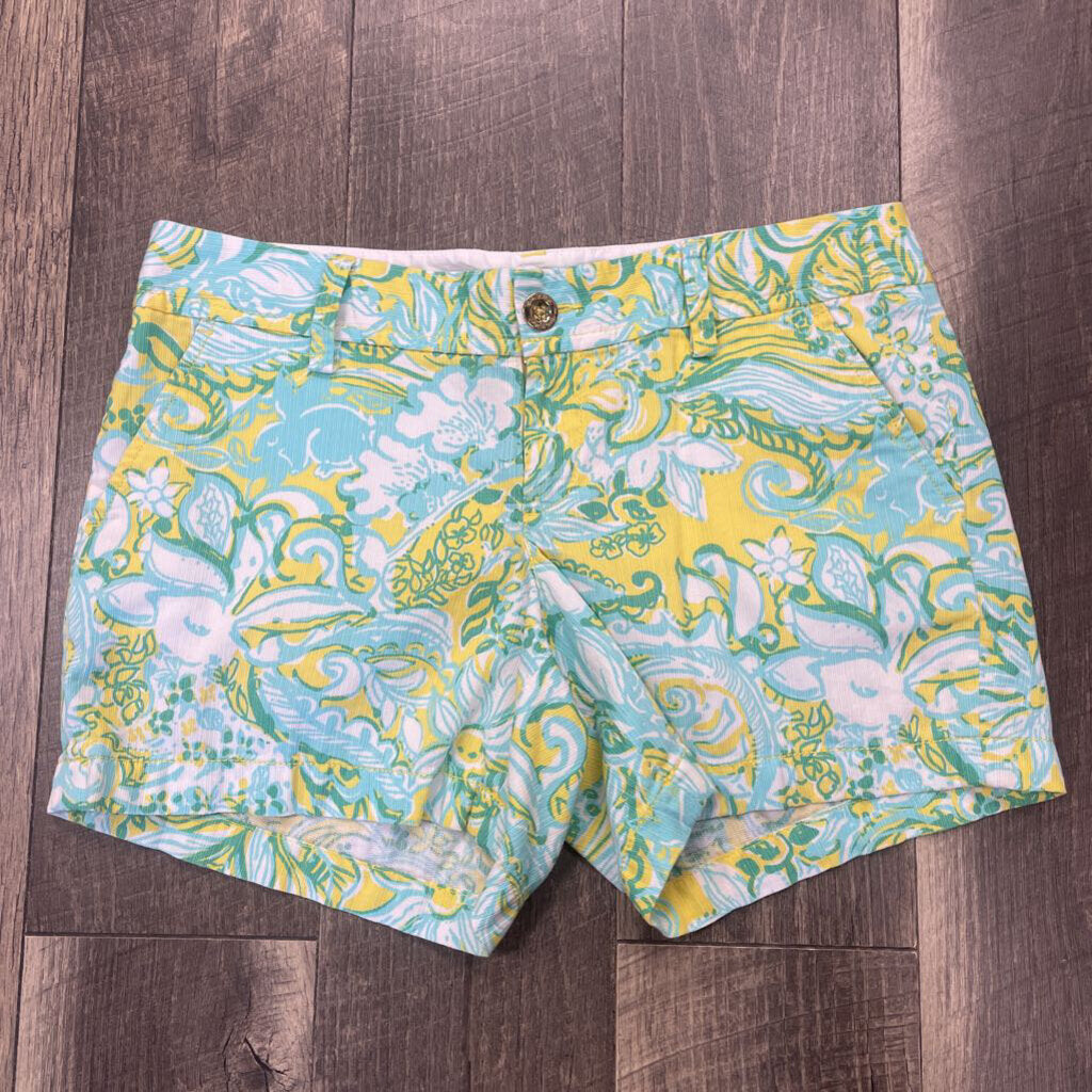 YELLOW/AQUA TROPICAL PALM CALLAHAN SHORTS
