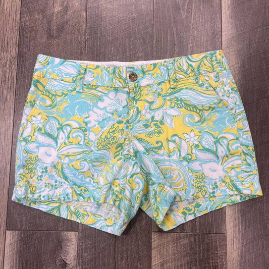 YELLOW/AQUA TROPICAL PALM CALLAHAN SHORTS