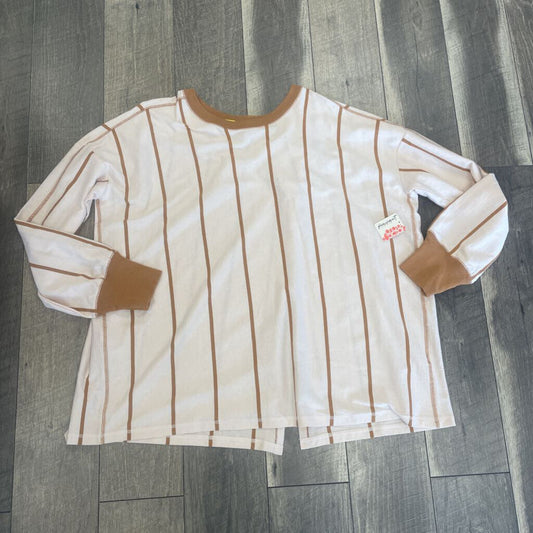 CREAM TAN STRIPE-L/S-NWT