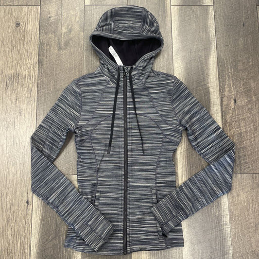 BLK STRIPED ZIP UP HOODIE