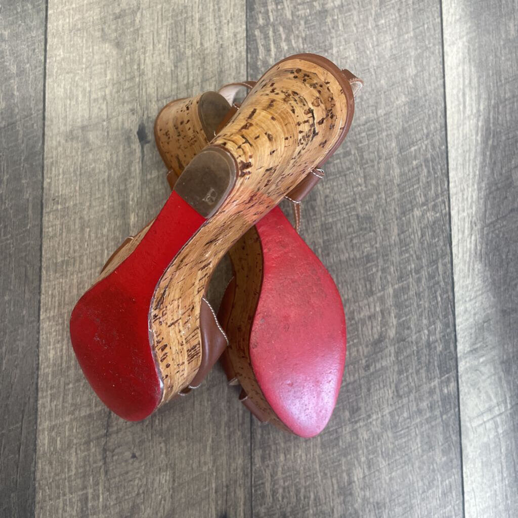 BROWN LEATHER WEDGE