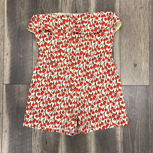 CHERRY STRAPLESS SHORT ROMPER-NWT