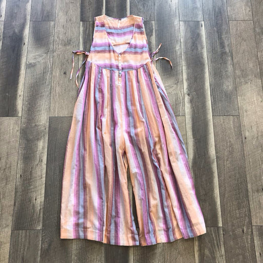 STRIPED LINEN PANT ROMPER