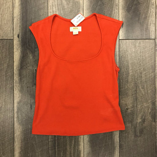 ORANGE RIBBED SQUARE NECK