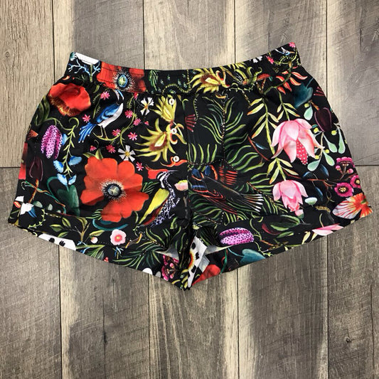 BLK FLORAL SILKY SHORT