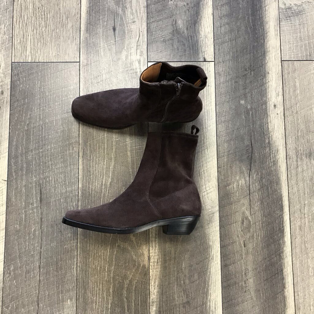 BROWN SUEDE ANKLE BOOT-NEW