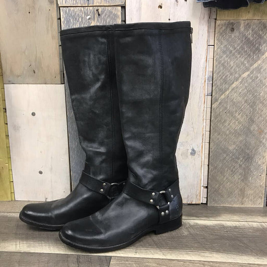 BLK LEATHER RIDING BOOT