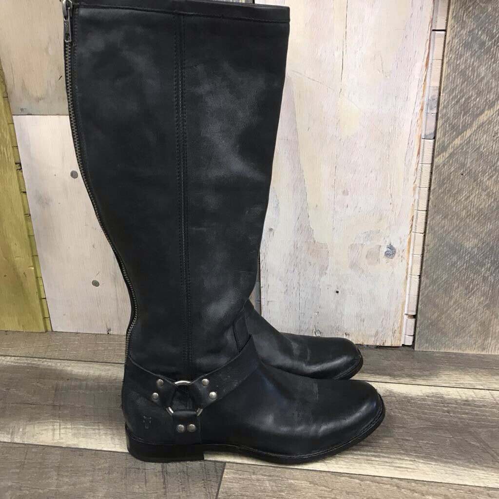 BLK LEATHER RIDING BOOT