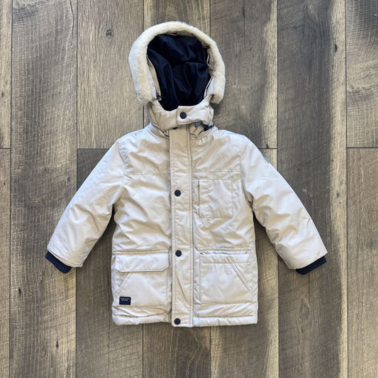 BEIGE WINTER JACKET W/ FUR TRIM