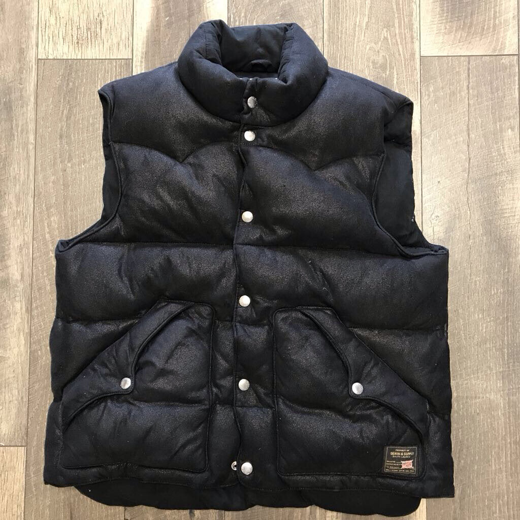 BLK FAUX SUEDE PUFFER VEST