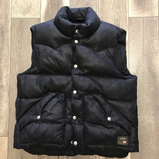 BLK FAUX SUEDE PUFFER VEST