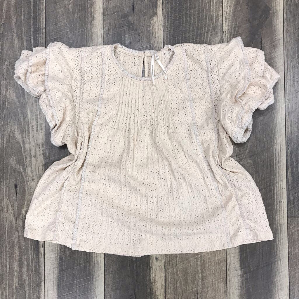 CREAM EYELET RUFFLE SS