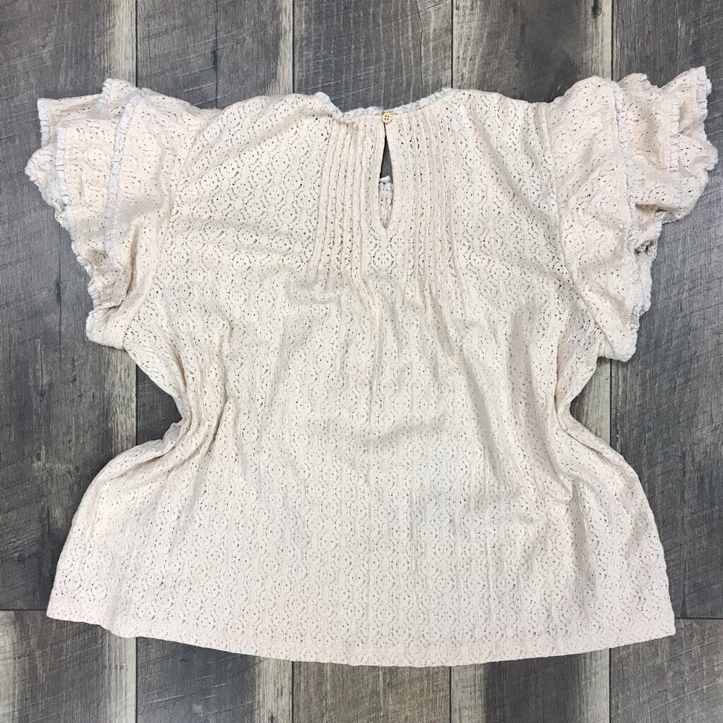 CREAM EYELET RUFFLE SS