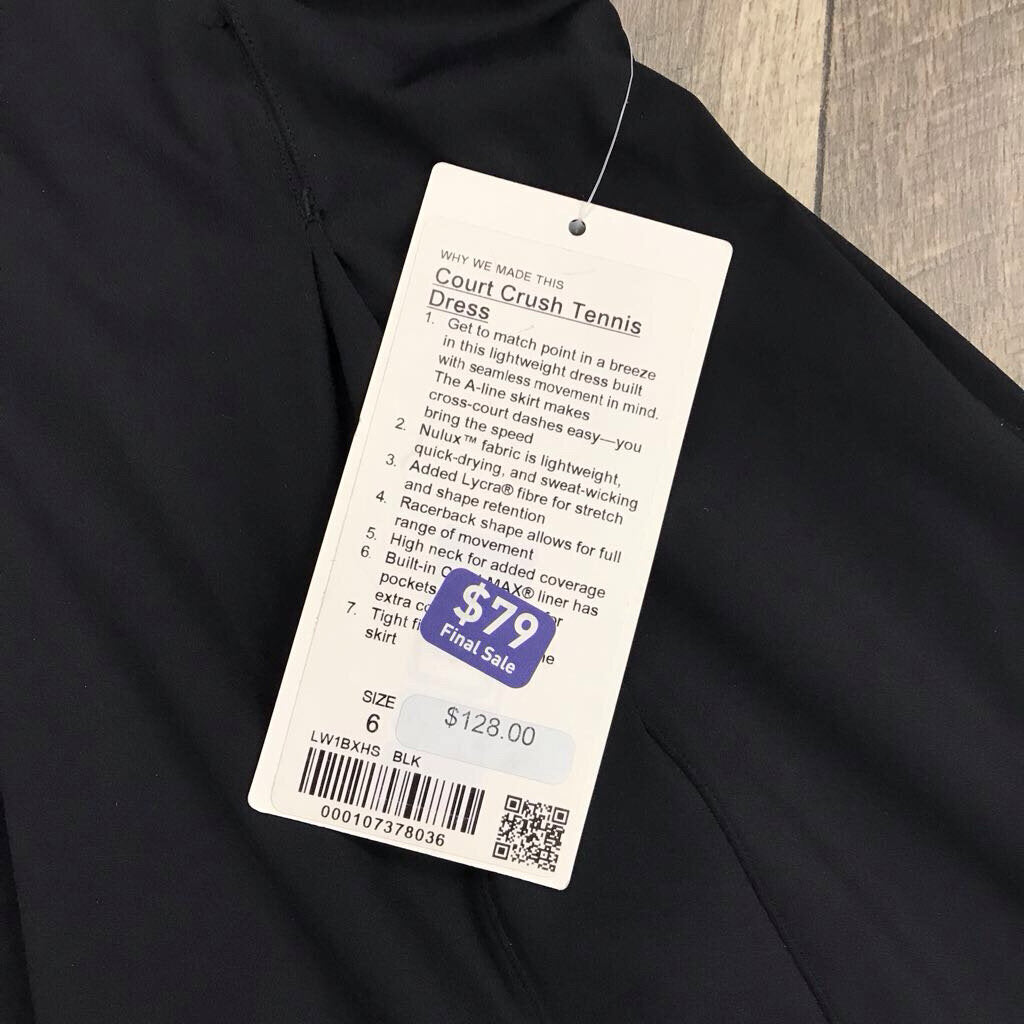 BLK COURT CRUSH DRESS-NWT