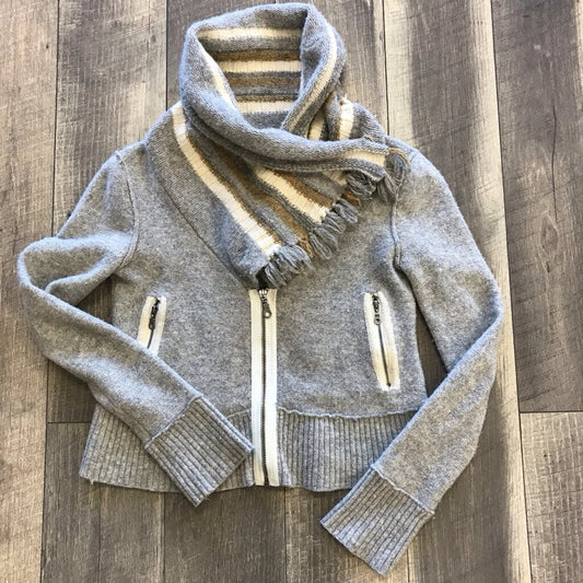 GREY CARDIGAN STRIPED SWEATER