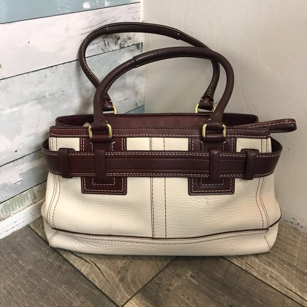 CREAM PEBBLED HAMPTONS PURSE