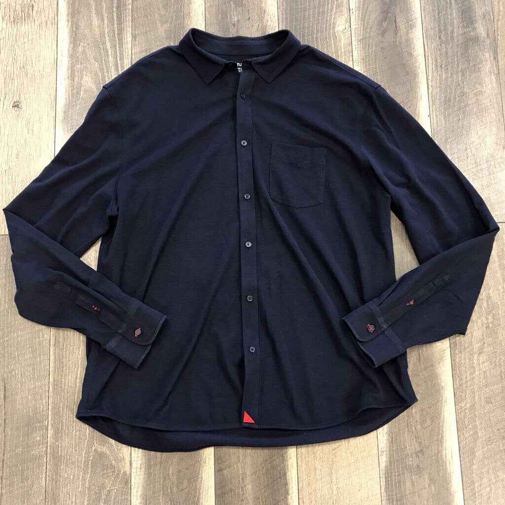 NAVY PIQUE BUTTON DOWN