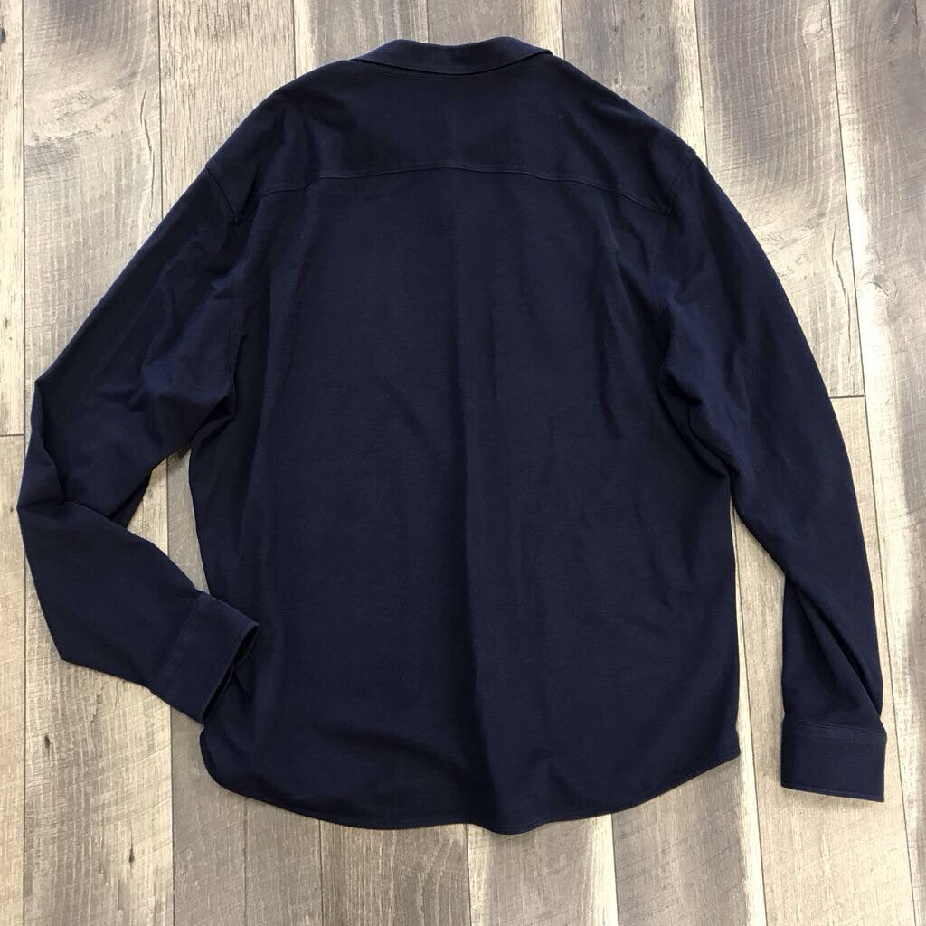 NAVY PIQUE BUTTON DOWN