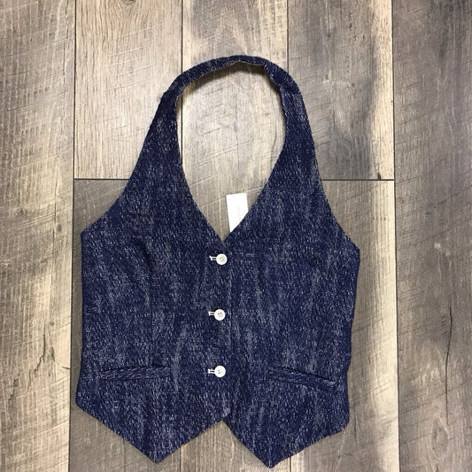 BLUE HALTER VEST- NWT