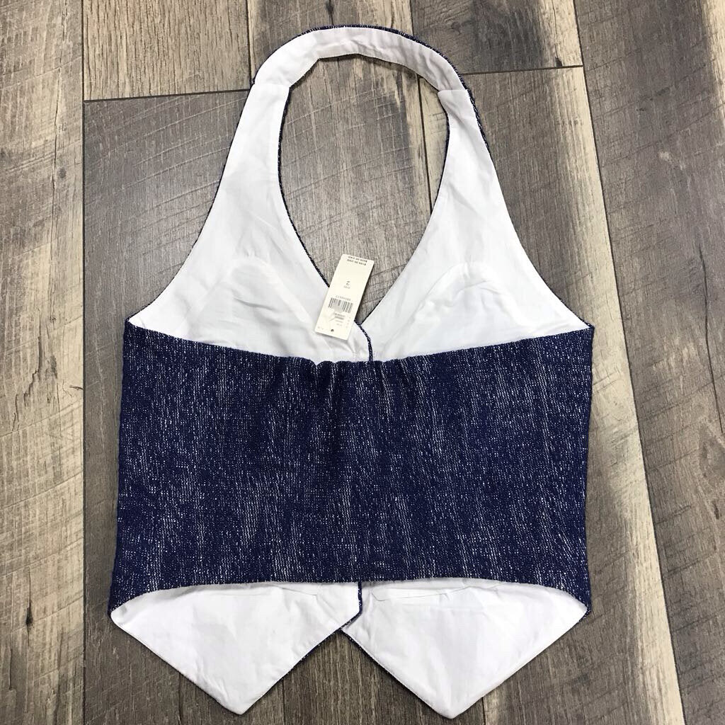 BLUE HALTER VEST- NWT