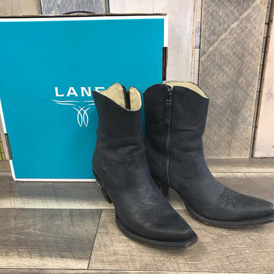 BLK LEATHER COWBOY BOOT