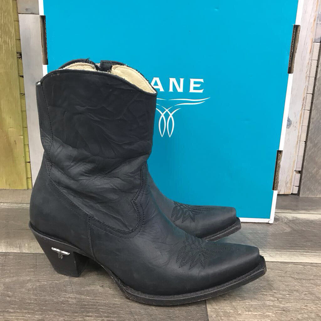 BLK LEATHER COWBOY BOOT