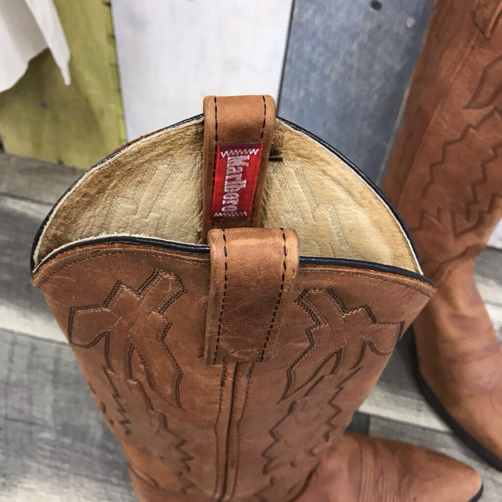 BLK LEATHER COWBOY BOOT