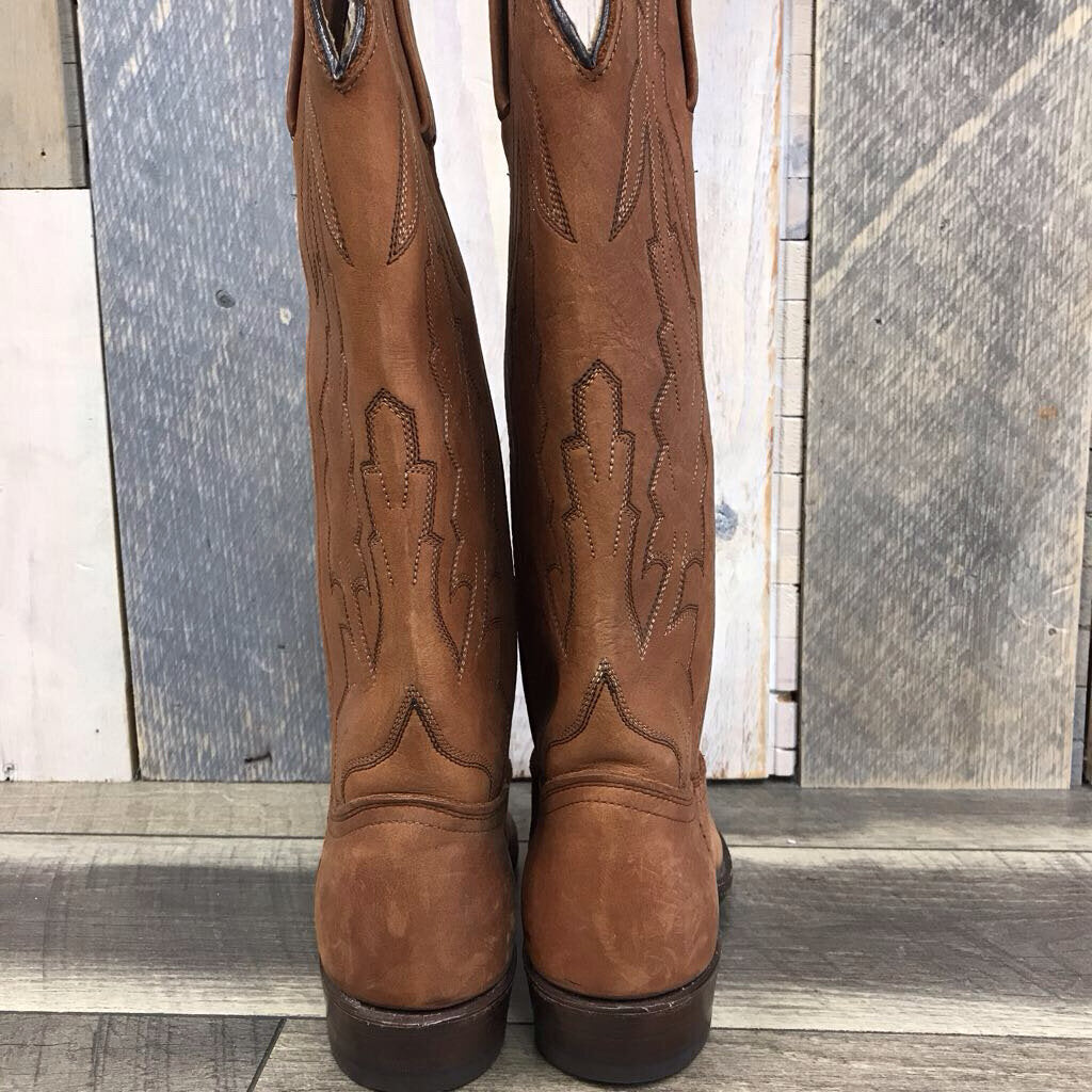 BLK LEATHER COWBOY BOOT