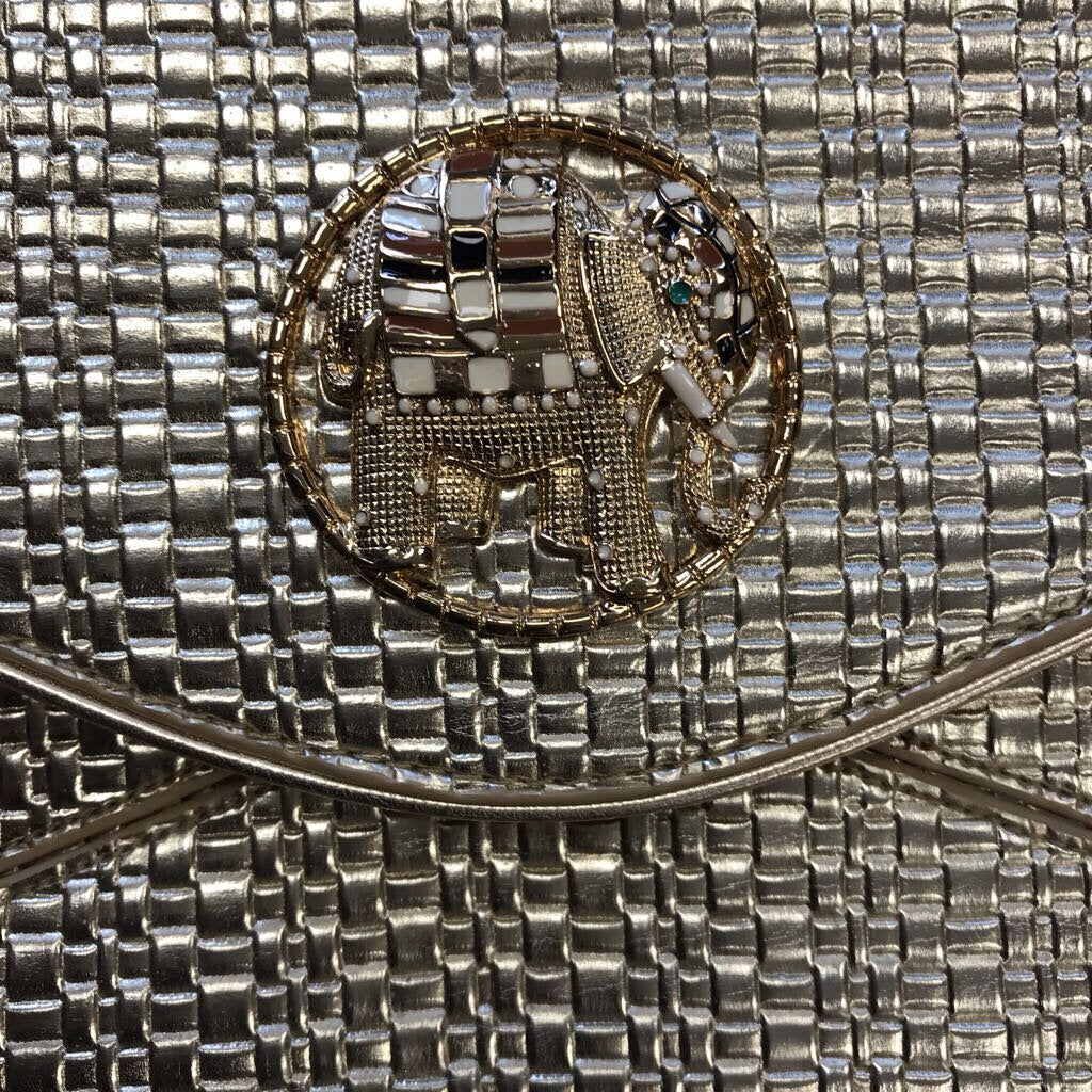 GOLD EMBOSSED ELEPHANT CLUTCH