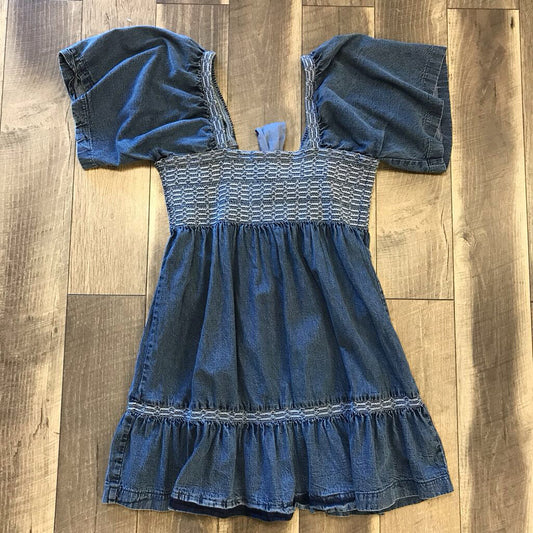 DENIM PUFFER SLEEVE DRESS