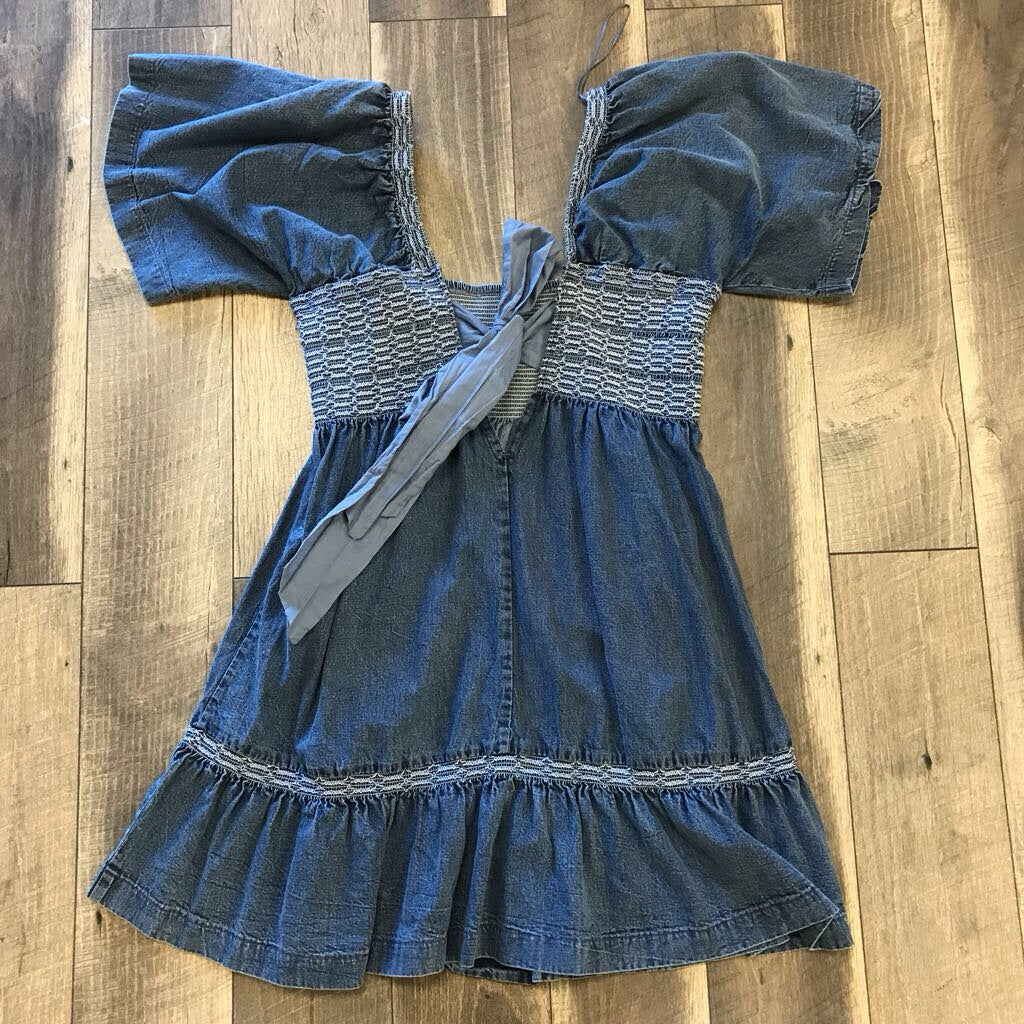 DENIM PUFFER SLEEVE DRESS