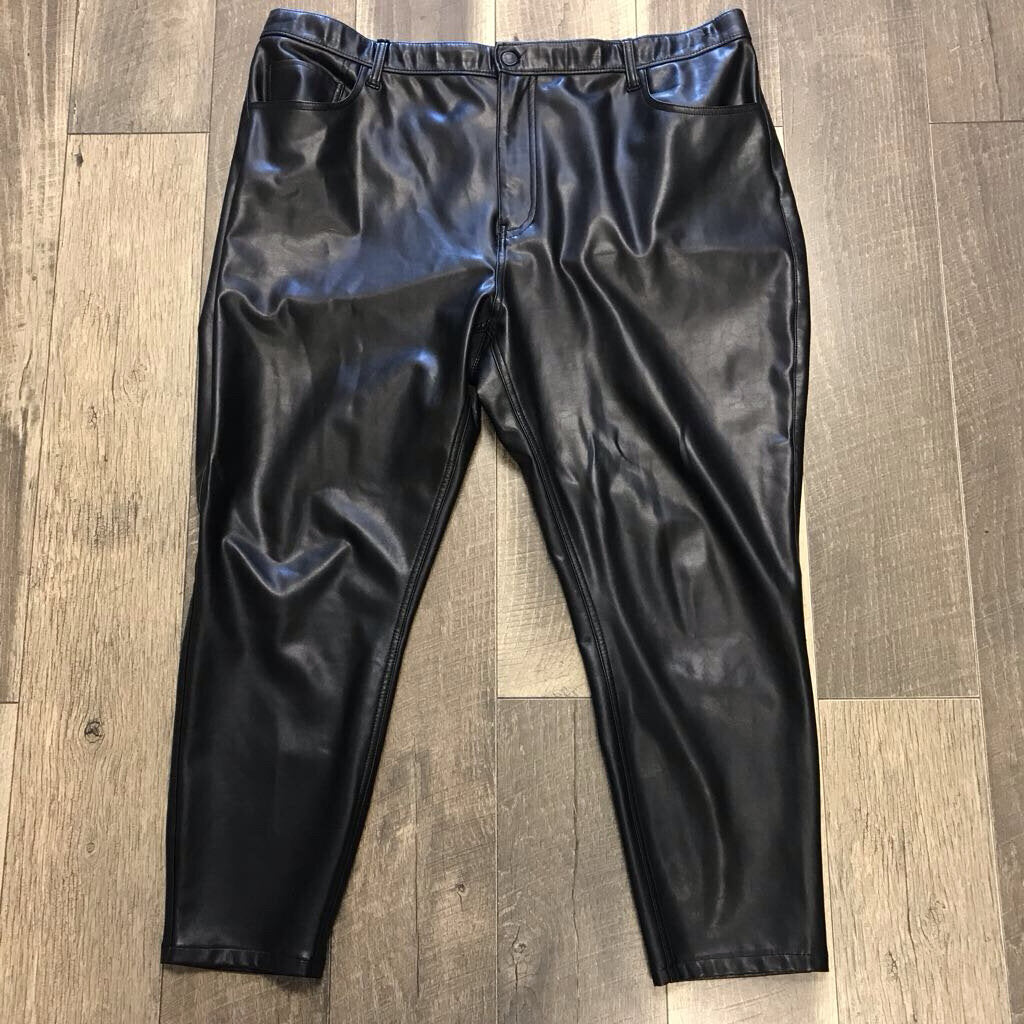 BLK FAUX SKINNY HI RISE