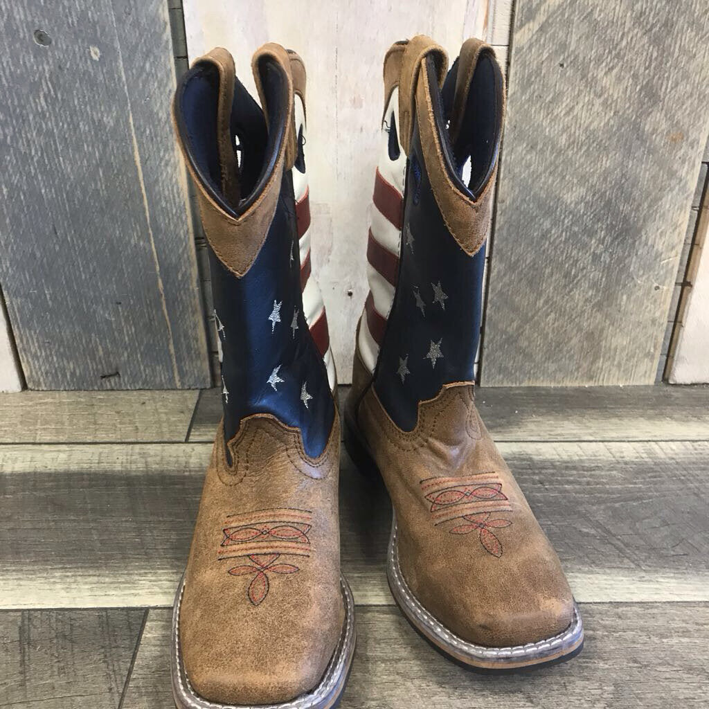 FLAG SQUARE TOE COWBOY BOOTS