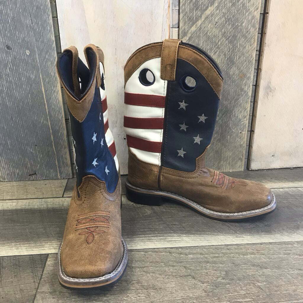 FLAG SQUARE TOE COWBOY BOOTS