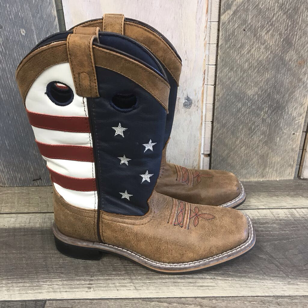 FLAG SQUARE TOE COWBOY BOOTS