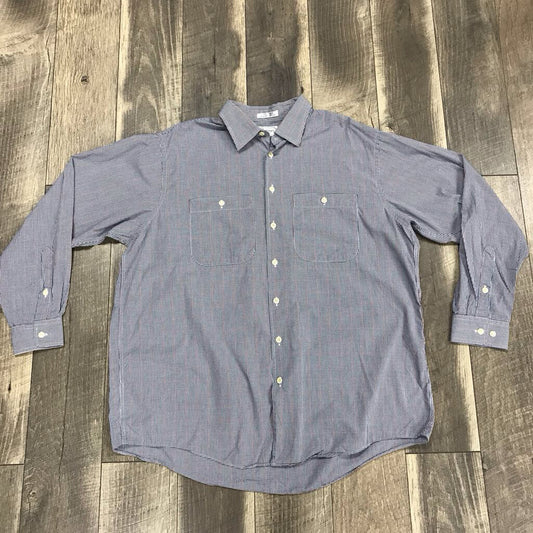NAVY CHECK BUTTON UP