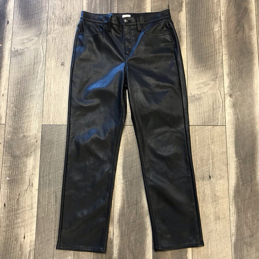 BLK FAUX LEATHER PANTS