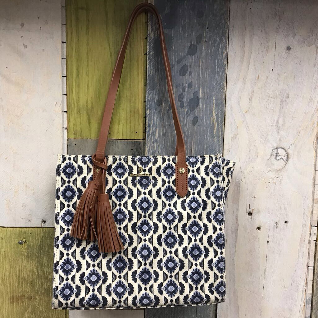 BLUE FLORAL CANVAS PURSE