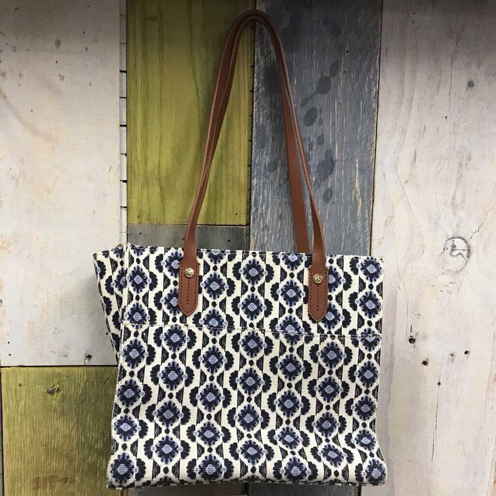 BLUE FLORAL CANVAS PURSE